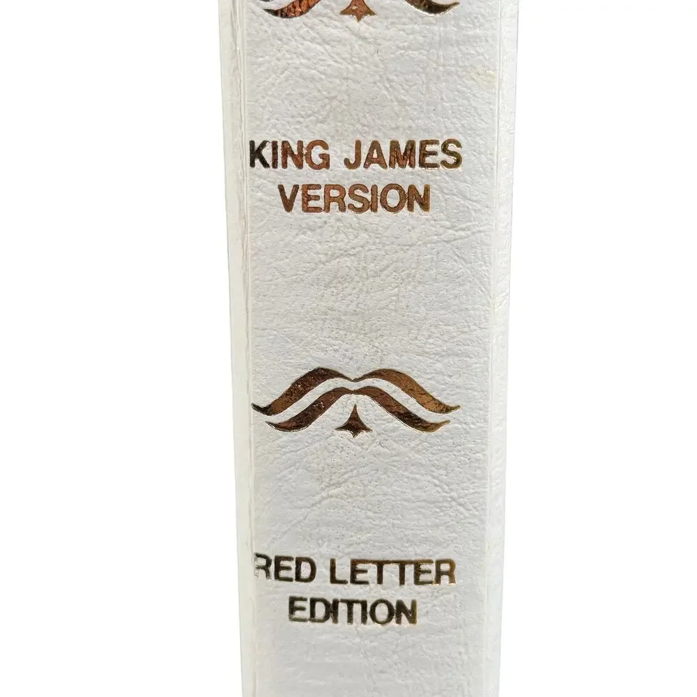 Vintage 1978 Regency Holy Bible KJV Red Letter Illustrated White Gold Gilt Jesus